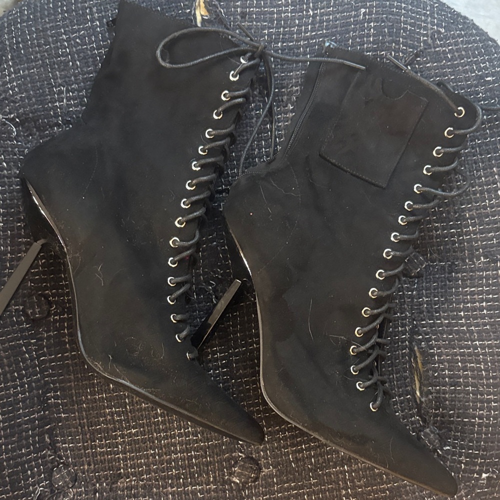 Fashion Nova Black Lace-Up Boots